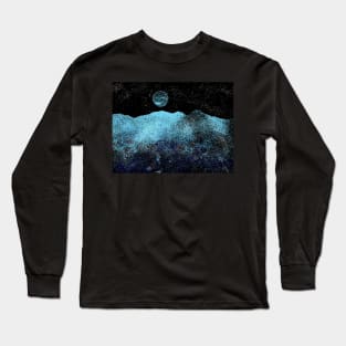 Ice Planet and Ice Moon in the starry dark sky Long Sleeve T-Shirt
